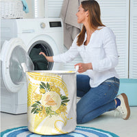 Samoa Moso'oi Flowers Tatau Laundry Basket Festive Golden White LT7 - Polynesian Pride