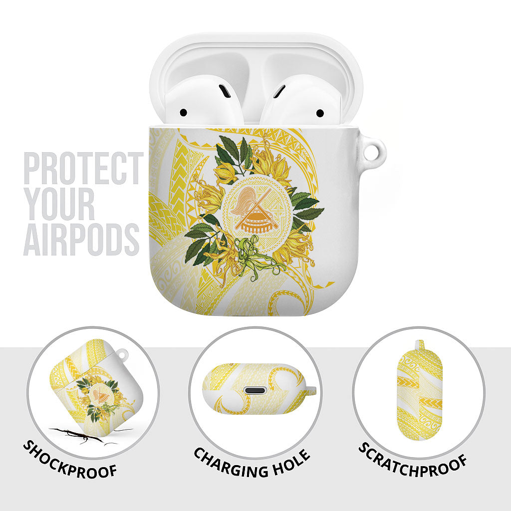 Samoa Moso'oi Flowers Tatau AirPods Case Festive Golden White LT7 - Polynesian Pride