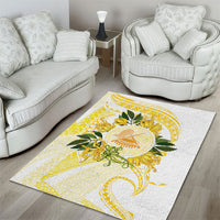 Samoa Moso'oi Flowers Tatau Area Rug Festive Golden White LT7 - Polynesian Pride