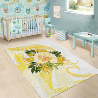 Samoa Moso'oi Flowers Tatau Area Rug Festive Golden White LT7 - Polynesian Pride