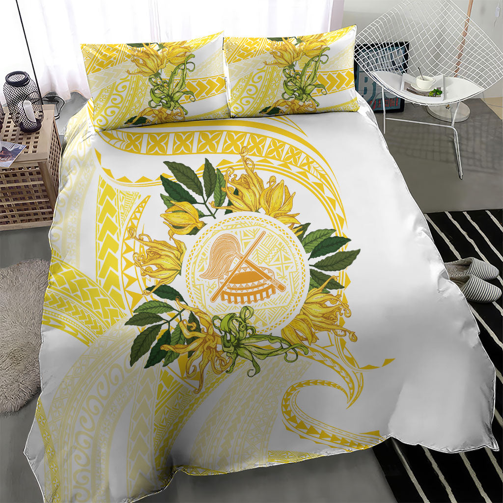 Samoa Moso'oi Flowers Tatau Bedding Set Festive Golden White LT7 - Polynesian Pride