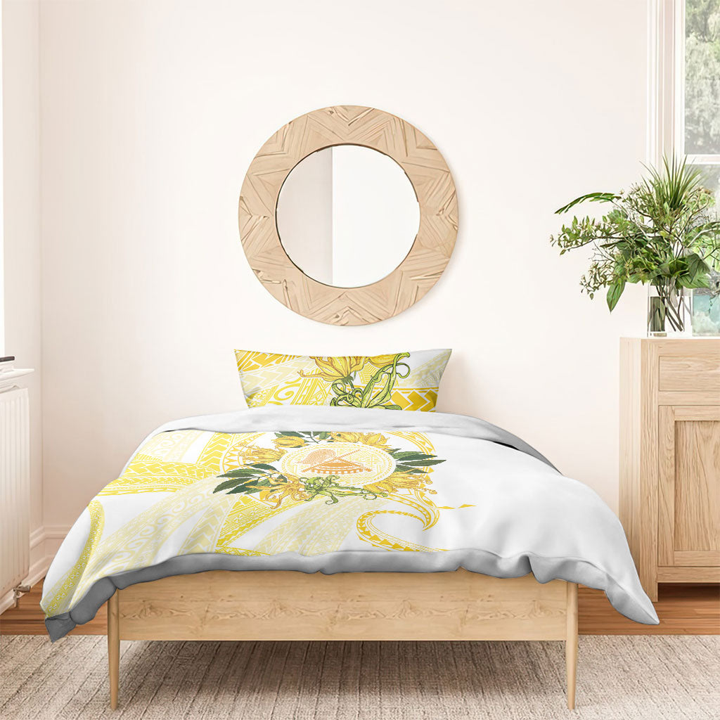 Samoa Moso'oi Flowers Tatau Bedding Set Festive Golden White LT7 - Polynesian Pride