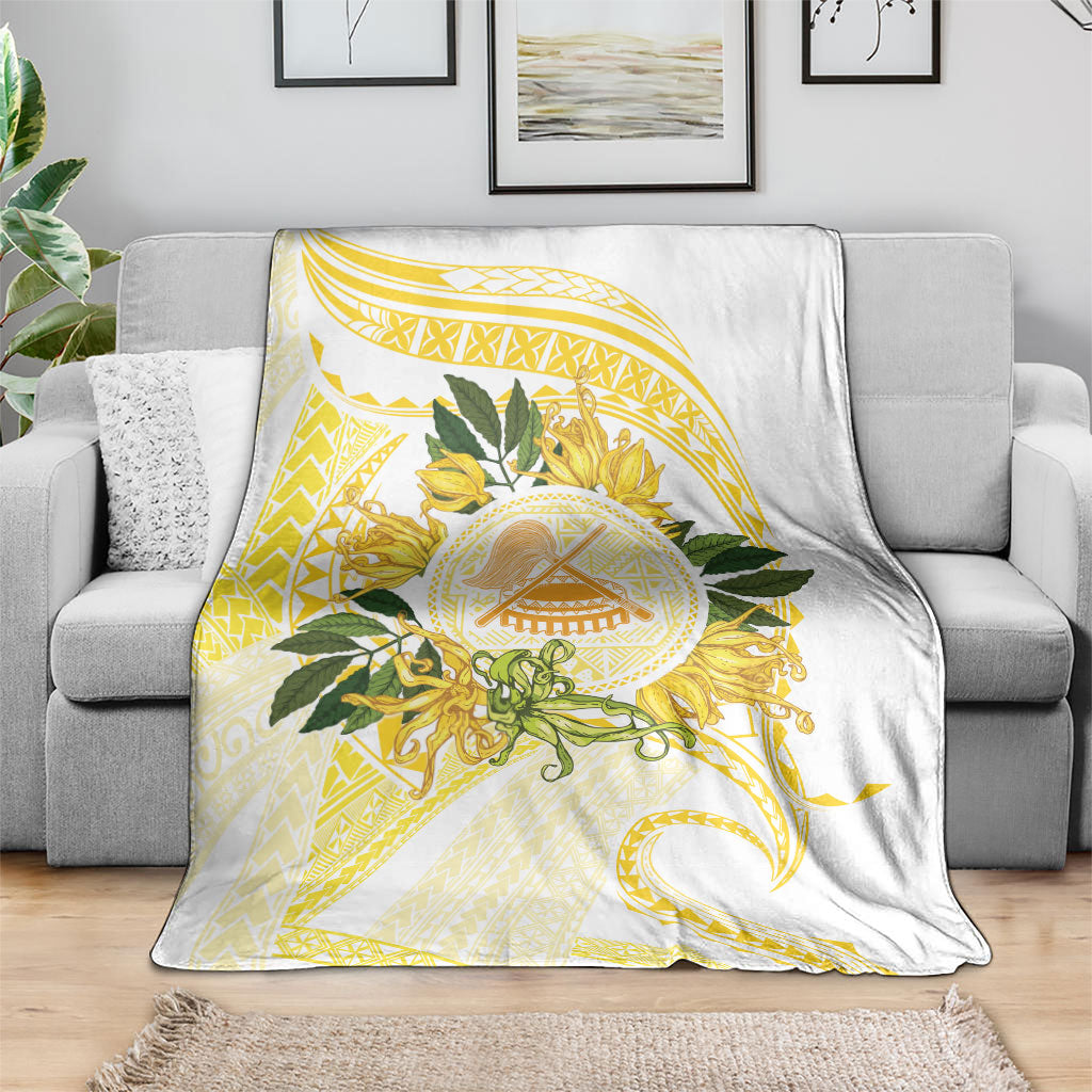 Samoa Moso'oi Flowers Tatau Blanket Festive Golden White LT7 - Polynesian Pride