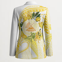 Samoa Moso'oi Flowers Tatau Blazer Festive Golden White LT7 - Polynesian Pride