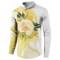 Samoa Moso'oi Flowers Tatau Button Sweatshirt Festive Golden White LT7 - Polynesian Pride