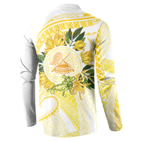Samoa Moso'oi Flowers Tatau Button Sweatshirt Festive Golden White LT7 - Polynesian Pride