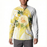 Samoa Moso'oi Flowers Tatau Button Sweatshirt Festive Golden White LT7 - Polynesian Pride
