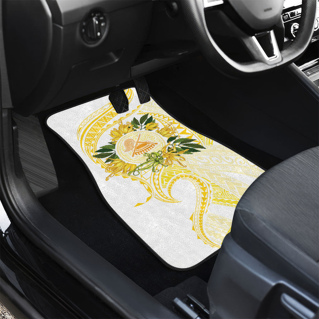 Samoa Moso'oi Flowers Tatau Car Mats Festive Golden White LT7 - Polynesian Pride