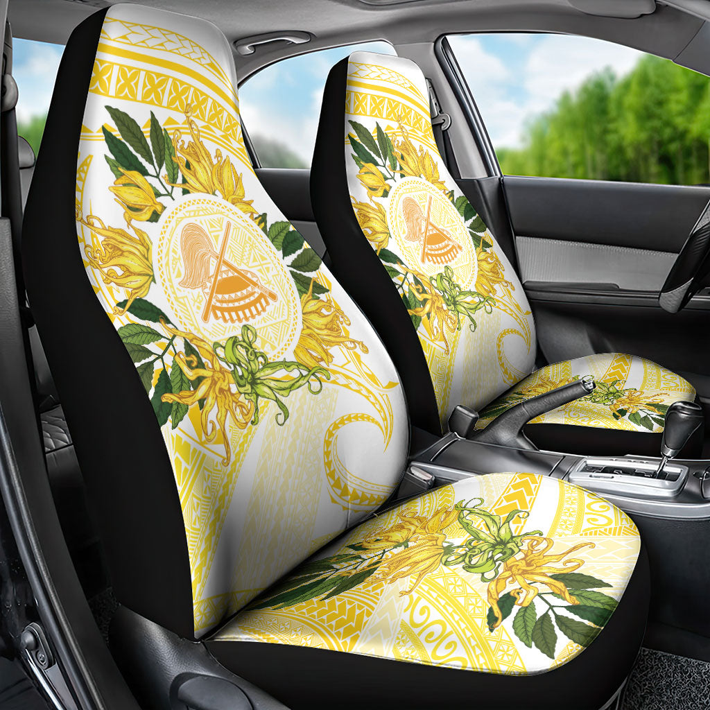 Samoa Moso'oi Flowers Tatau Car Seat Cover Festive Golden White LT7 - Polynesian Pride