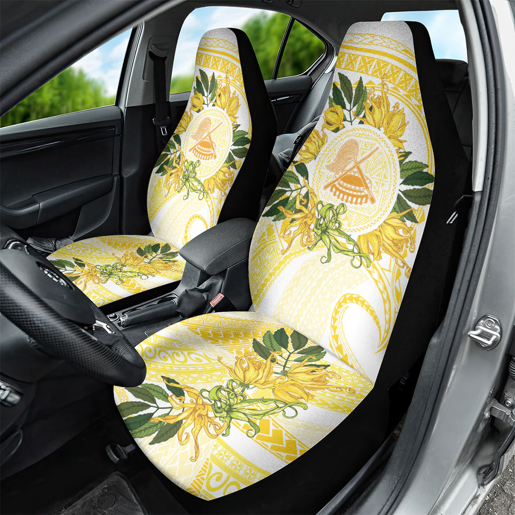 Samoa Moso'oi Flowers Tatau Car Seat Cover Festive Golden White LT7 - Polynesian Pride