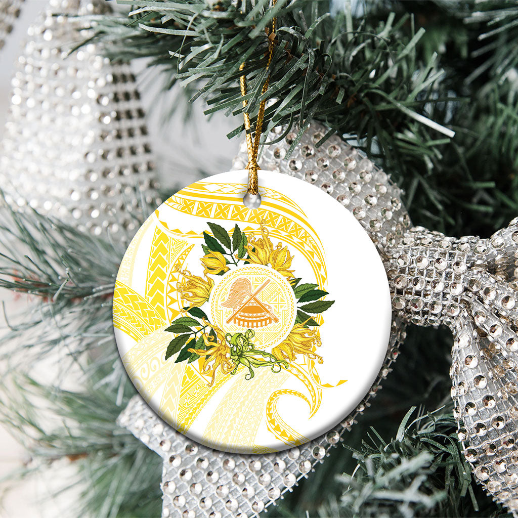 Samoa Moso'oi Flowers Tatau Ceramic Ornament Festive Golden White LT7 - Polynesian Pride