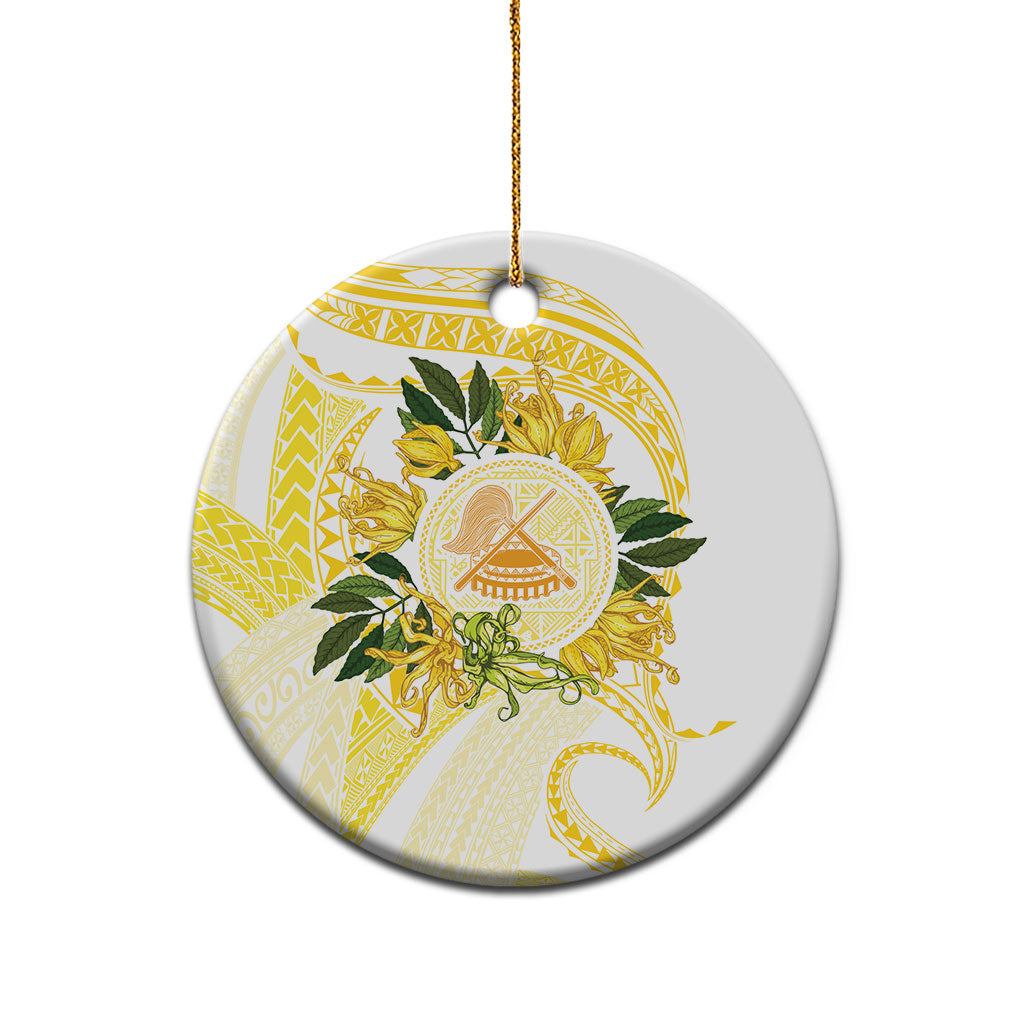 Samoa Moso'oi Flowers Tatau Ceramic Ornament Festive Golden White LT7 - Polynesian Pride