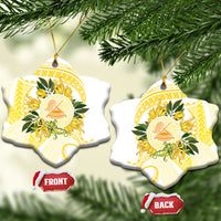 Samoa Moso'oi Flowers Tatau Ceramic Ornament Festive Golden White LT7 Snow Flake Gold - Polynesian Pride