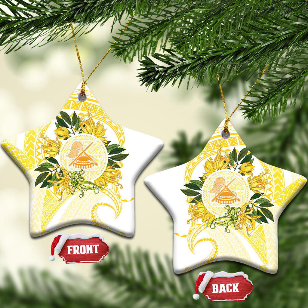 Samoa Moso'oi Flowers Tatau Ceramic Ornament Festive Golden White LT7 Star Gold - Polynesian Pride