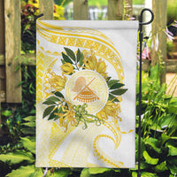 Samoa Moso'oi Flowers Tatau Garden Flag Festive Golden White LT7 Garden Flag Gold - Polynesian Pride