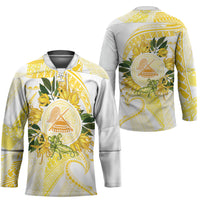 Samoa Moso'oi Flowers Tatau Hockey Jersey Festive Golden White LT7 - Polynesian Pride