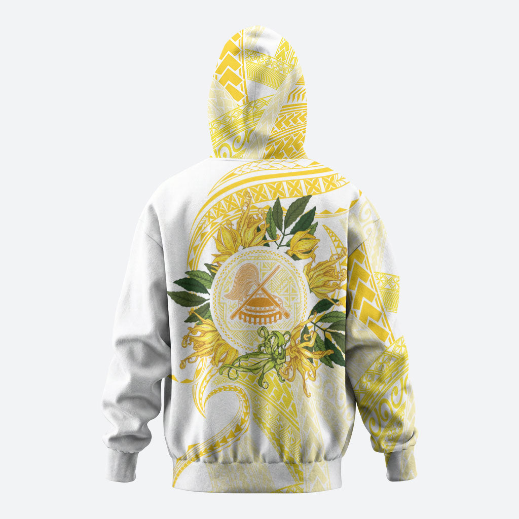 Samoa Moso'oi Flowers Tatau Hoodie Festive Golden White LT7 - Polynesian Pride