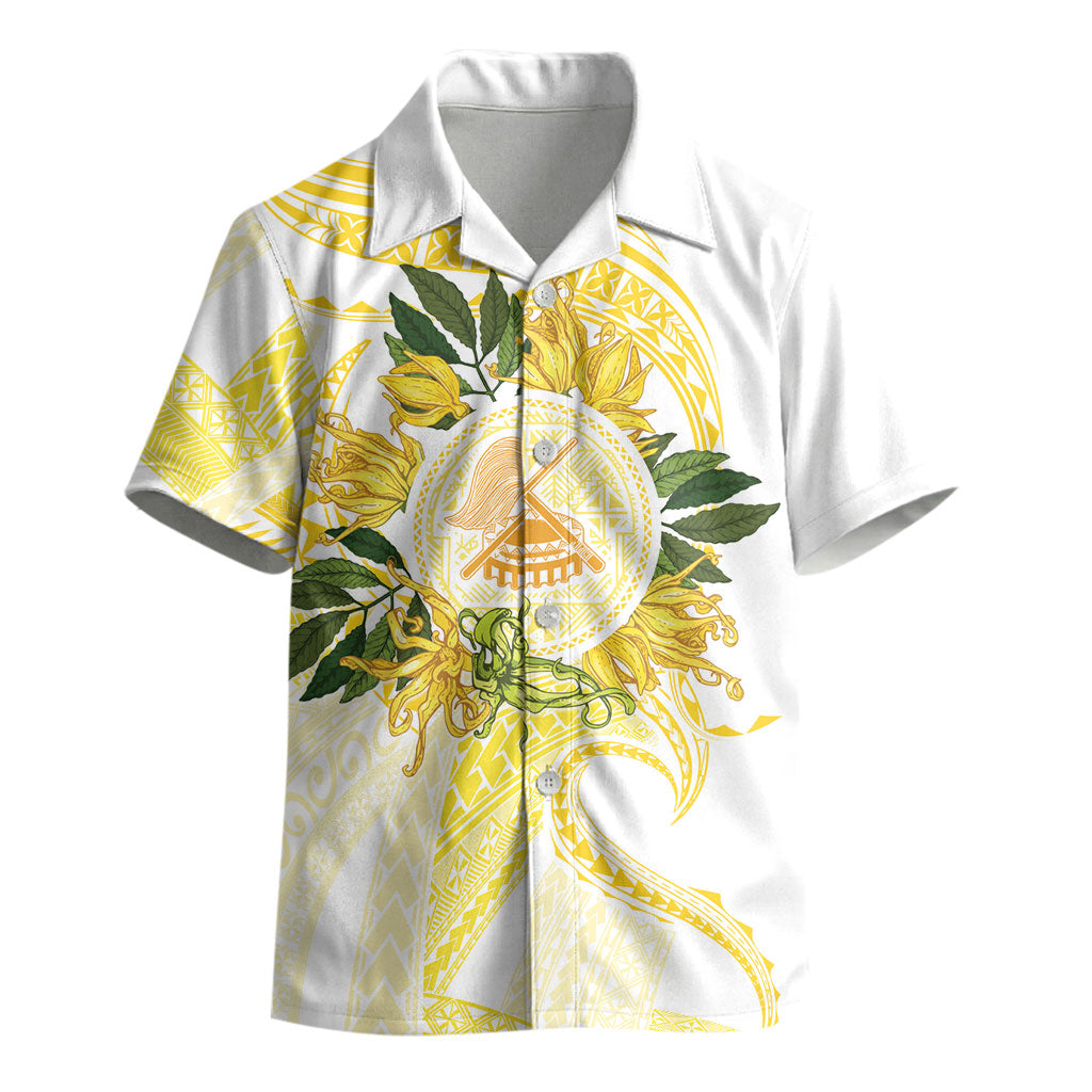 Samoa Moso'oi Flowers Tatau Kid Hawaiian Shirt Festive Golden White LT7 - Polynesian Pride