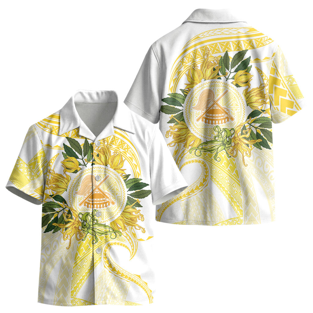 Samoa Moso'oi Flowers Tatau Kid Hawaiian Shirt Festive Golden White LT7 - Polynesian Pride