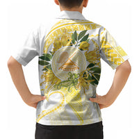 Samoa Moso'oi Flowers Tatau Kid Hawaiian Shirt Festive Golden White LT7 - Polynesian Pride