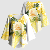Samoa Moso'oi Flowers Tatau Kimono Sleeve Blouse Festive Golden White LT7 - Polynesian Pride