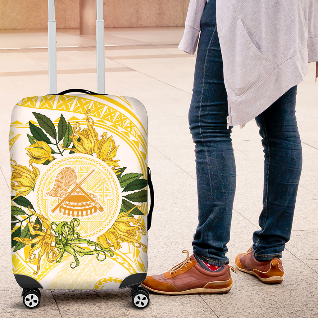 Samoa Moso'oi Flowers Tatau Luggage Cover Festive Golden White LT7 Gold - Polynesian Pride