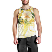 Samoa Moso'oi Flowers Tatau Men Tank Top Festive Golden White LT7 - Polynesian Pride