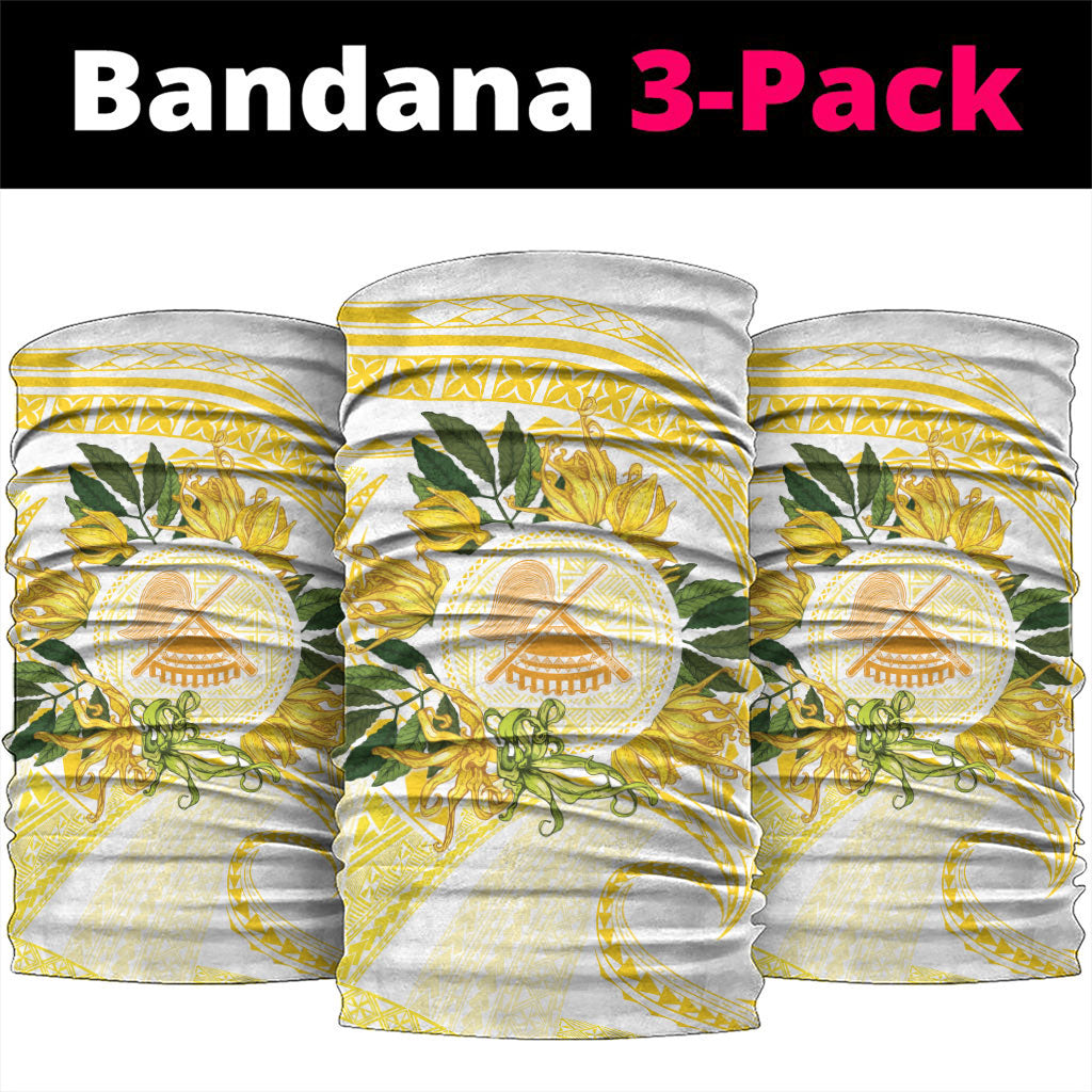 Samoa Moso'oi Flowers Tatau Neck Gaiter Festive Golden White LT7 package One Size: 25*50cm Gold - Polynesian Pride