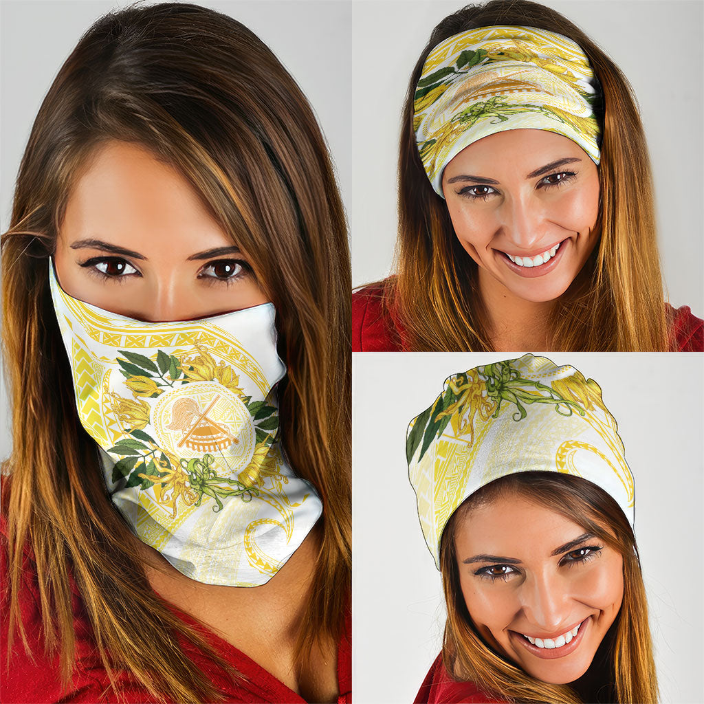 Samoa Moso'oi Flowers Tatau Neck Gaiter Festive Golden White LT7 - Polynesian Pride