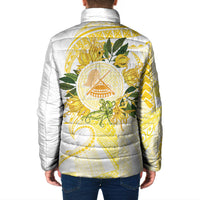 Samoa Moso'oi Flowers Tatau Padded Jacket Festive Golden White LT7 - Polynesian Pride
