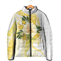 Samoa Moso'oi Flowers Tatau Padded Jacket Festive Golden White LT7 - Polynesian Pride
