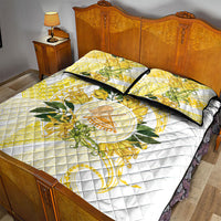 Samoa Moso'oi Flowers Tatau Quilt Bed Set Festive Golden White LT7 - Polynesian Pride
