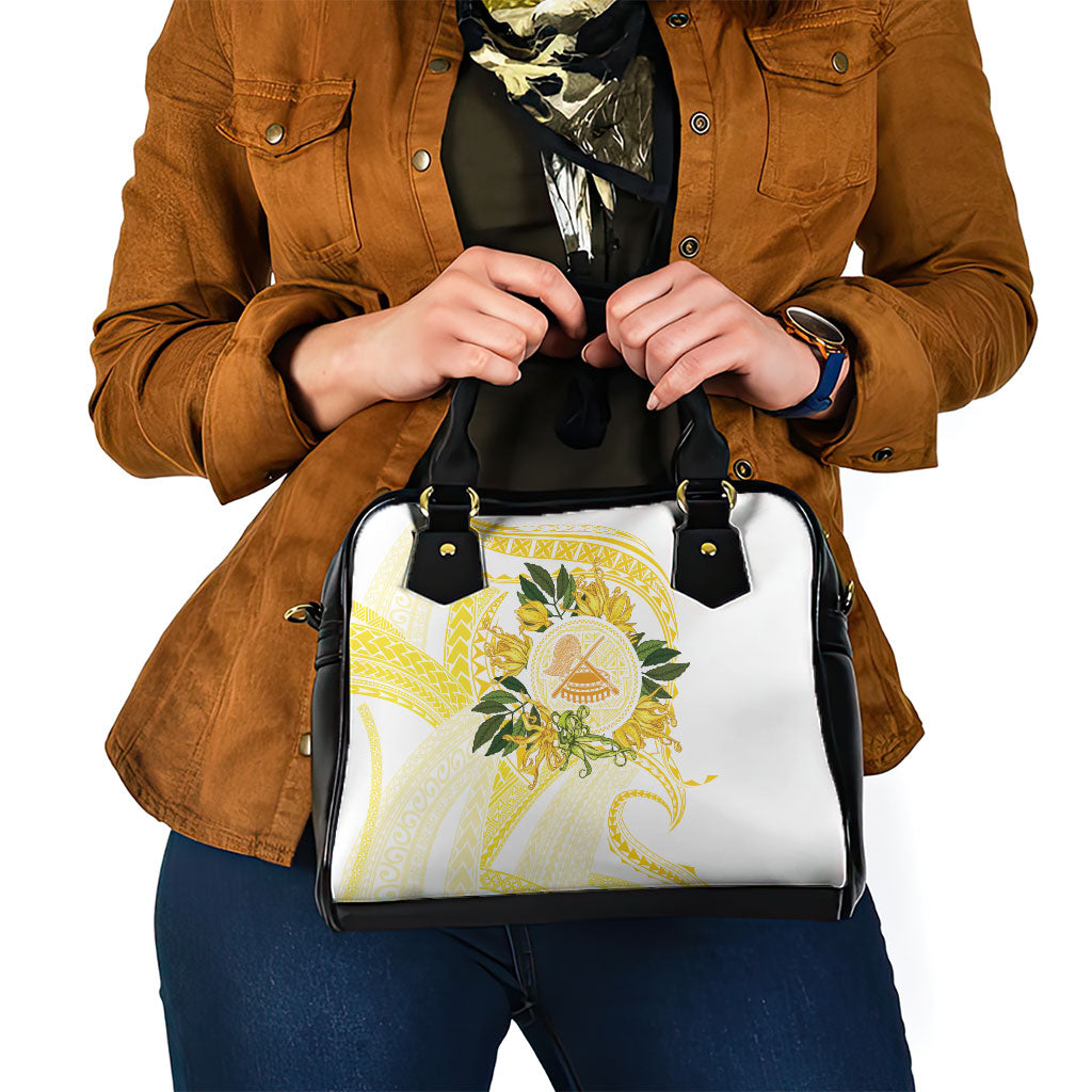 Samoa Moso'oi Flowers Tatau Shoulder Handbag Festive Golden White LT7 - Polynesian Pride