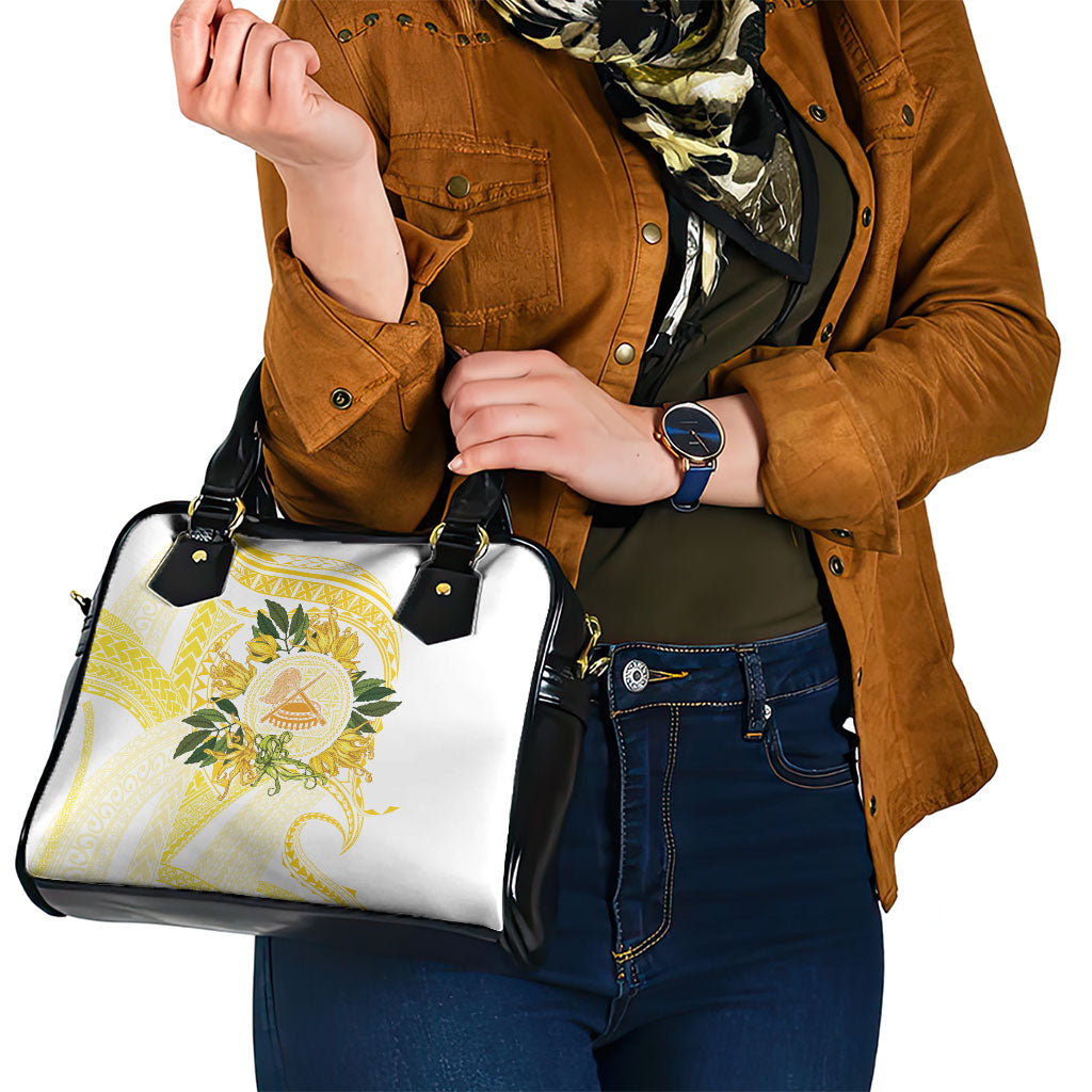 Samoa Moso'oi Flowers Tatau Shoulder Handbag Festive Golden White LT7 - Polynesian Pride