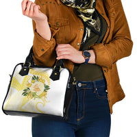 Samoa Moso'oi Flowers Tatau Shoulder Handbag Festive Golden White LT7 - Polynesian Pride