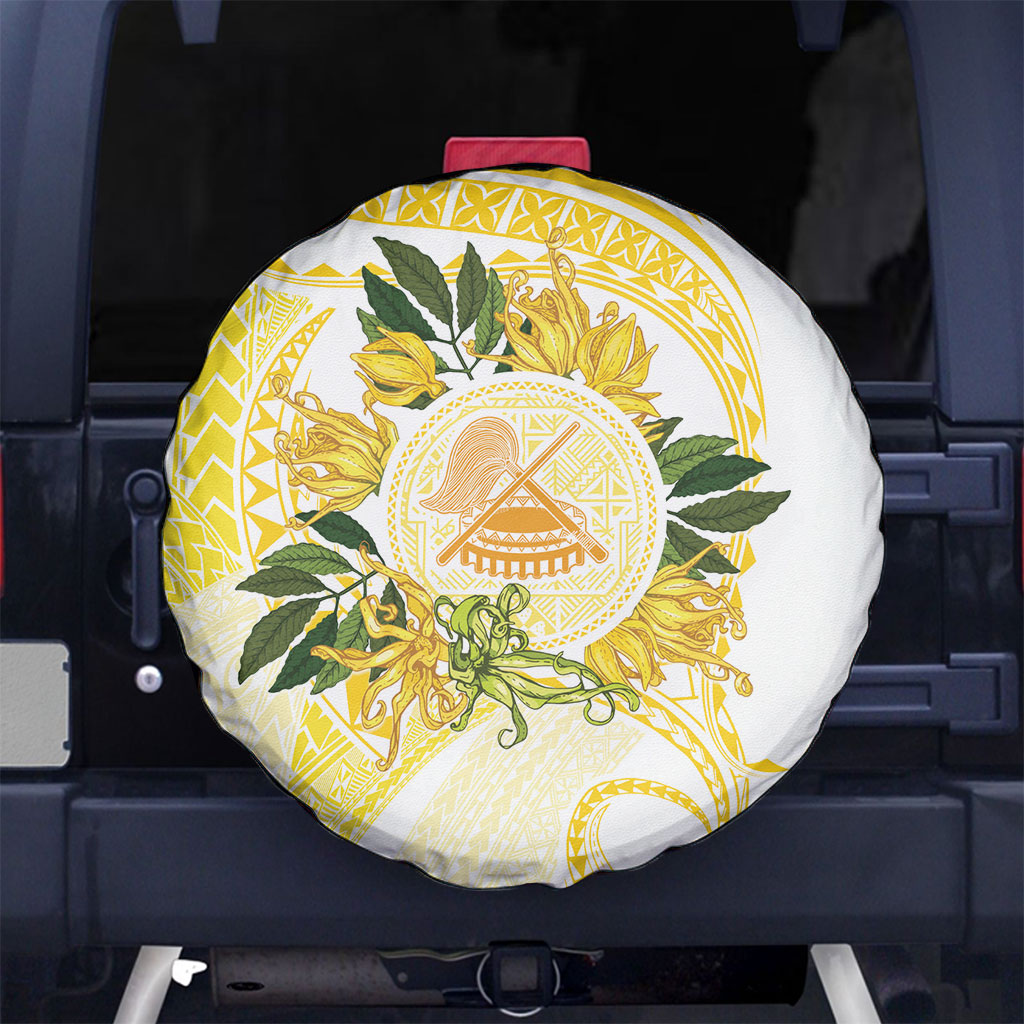 Samoa Moso'oi Flowers Tatau Spare Tire Cover Festive Golden White LT7 No hole Gold - Polynesian Pride