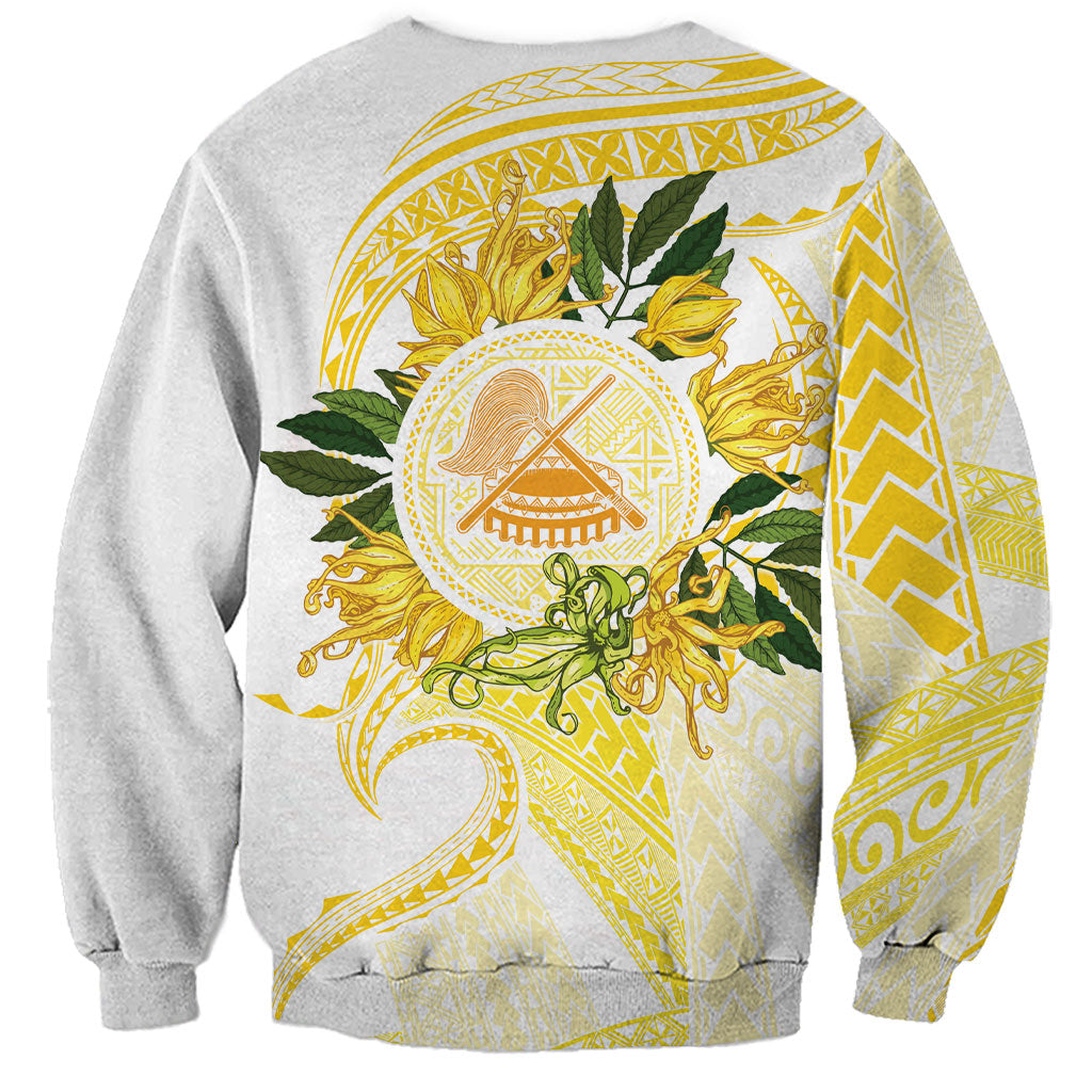 Samoa Moso'oi Flowers Tatau Sweatshirt Festive Golden White LT7 - Polynesian Pride