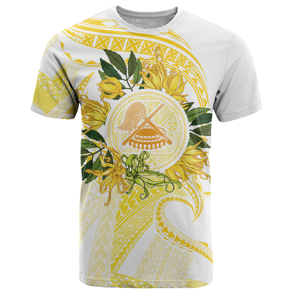 Samoa Moso'oi Flowers Tatau T Shirt Festive Golden White LT7 Gold - Polynesian Pride
