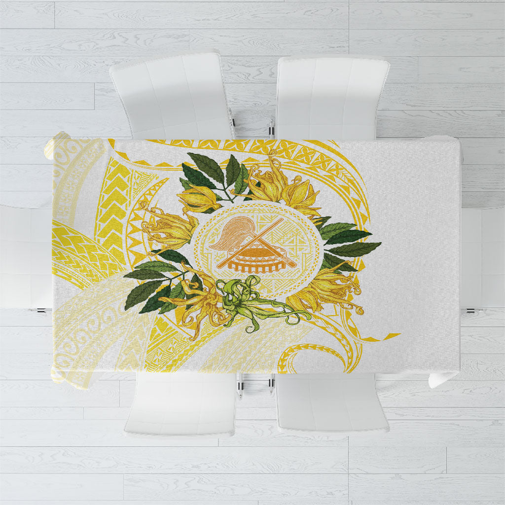 Samoa Moso'oi Flowers Tatau Tablecloth Festive Golden White LT7 Gold - Polynesian Pride