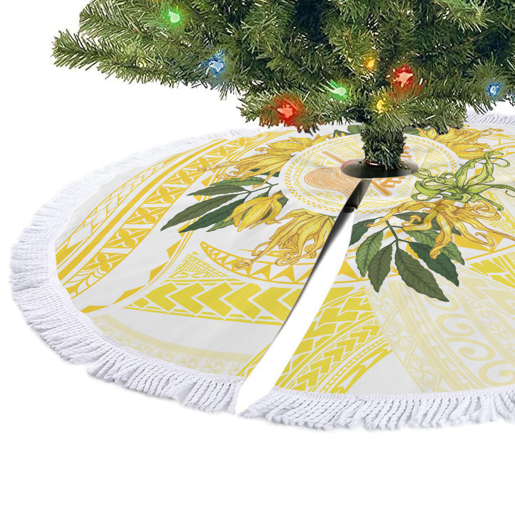 Samoa Moso'oi Flowers Tatau Tree Skirt Festive Golden White LT7 - Polynesian Pride