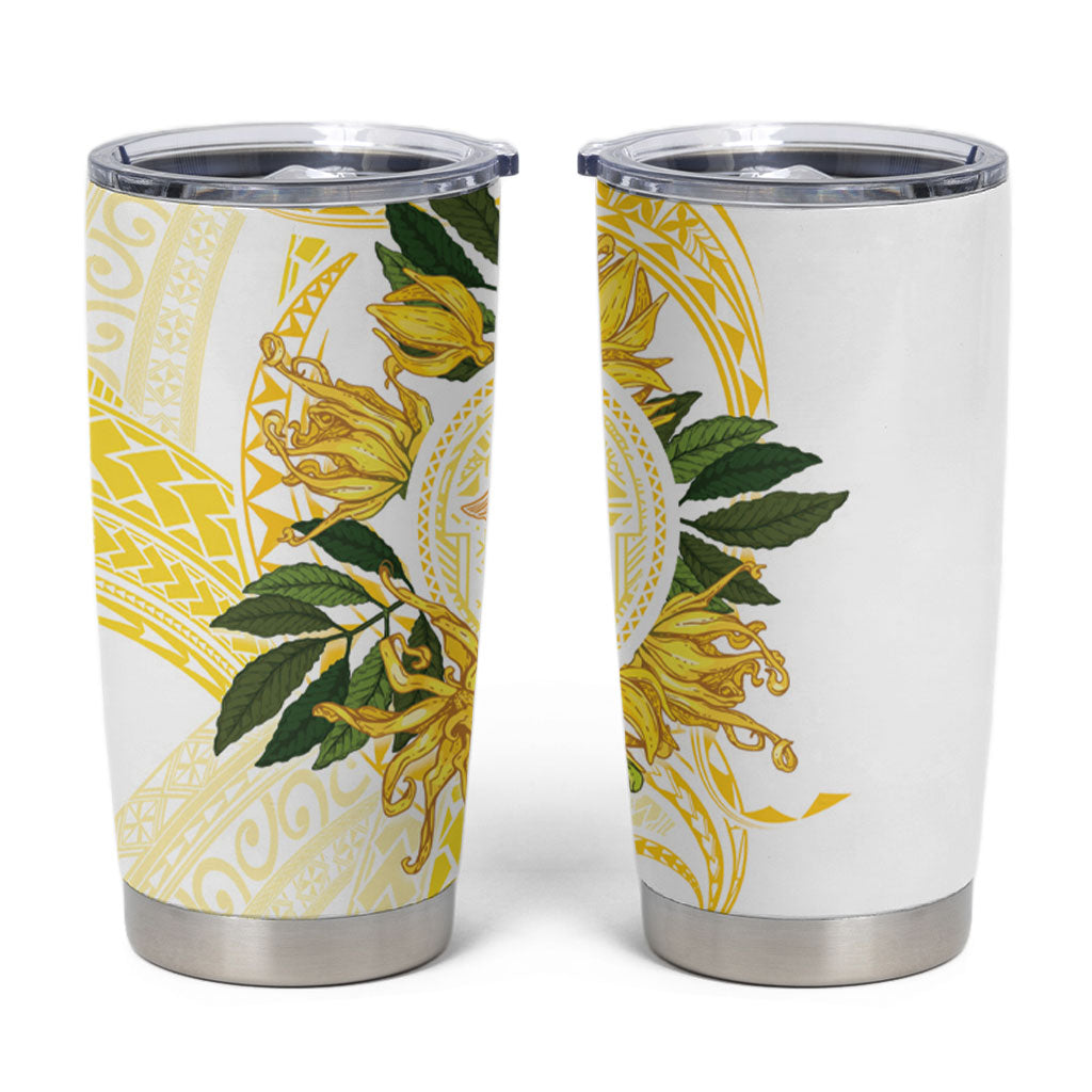 Samoa Moso'oi Flowers Tatau Tumbler Cup Festive Golden White LT7 Gold - Polynesian Pride