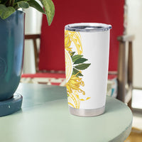 Samoa Moso'oi Flowers Tatau Tumbler Cup Festive Golden White LT7 - Polynesian Pride