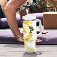Samoa Moso'oi Flowers Tatau Tumbler With Handle Festive Golden White LT7 - Polynesian Pride