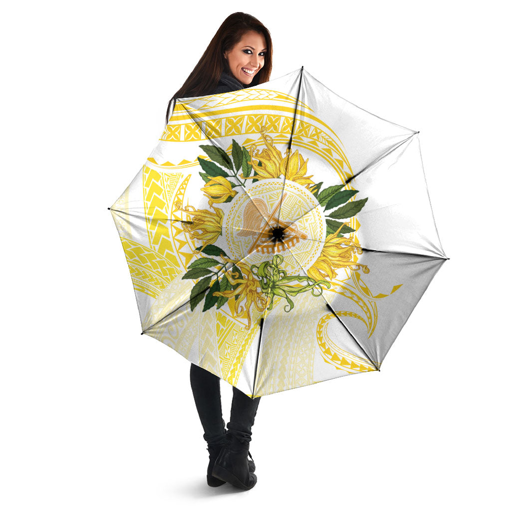 Samoa Moso'oi Flowers Tatau Umbrella Festive Golden White LT7 - Polynesian Pride