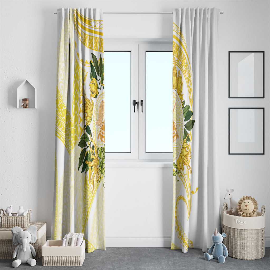 Samoa Moso'oi Flowers Tatau Window Curtain Festive Golden White LT7 - Polynesian Pride