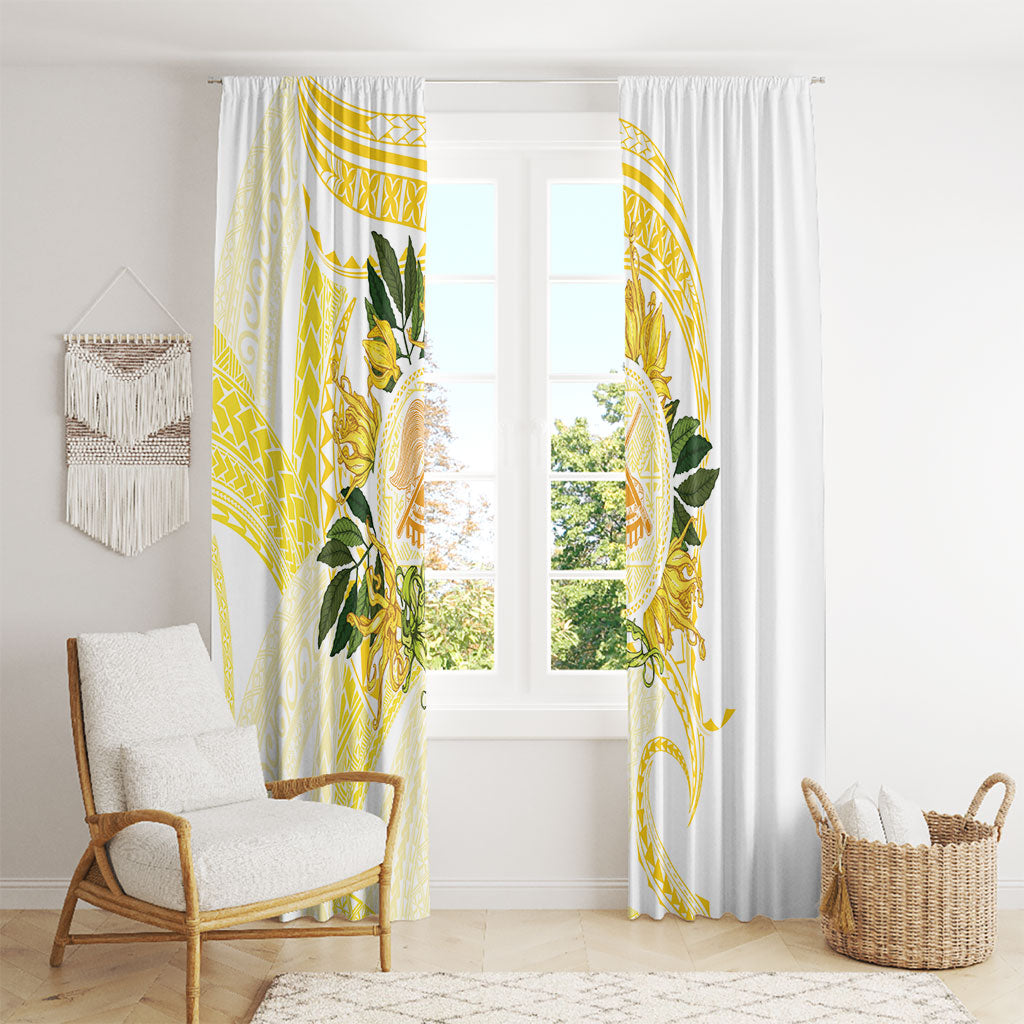 Samoa Moso'oi Flowers Tatau Window Curtain Festive Golden White LT7 - Polynesian Pride