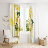 Samoa Moso'oi Flowers Tatau Window Curtain Festive Golden White LT7 - Polynesian Pride