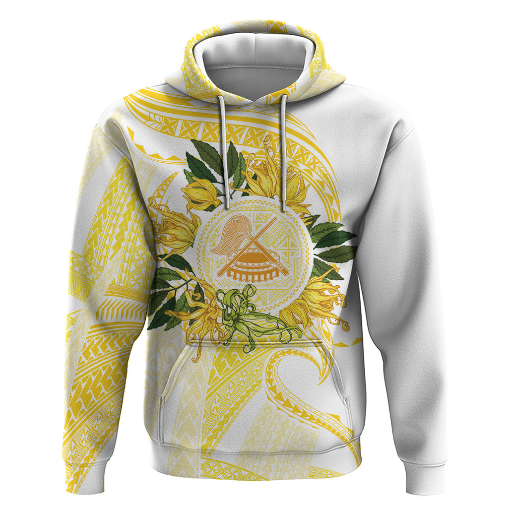 Samoa Moso'oi Flowers Tatau Zip Hoodie Festive Golden White LT7 Pullover Hoodie Gold - Polynesian Pride
