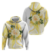 Samoa Moso'oi Flowers Tatau Zip Hoodie Festive Golden White LT7 - Polynesian Pride