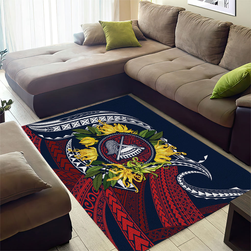 Samoa Moso'oi Flowers Tatau Area Rug Festive National Color LT7 - Polynesian Pride